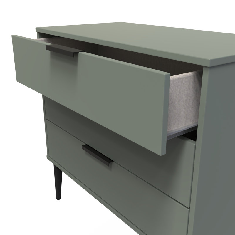 Bonnelle 77 cm W Chest of 3 Drawers, Green