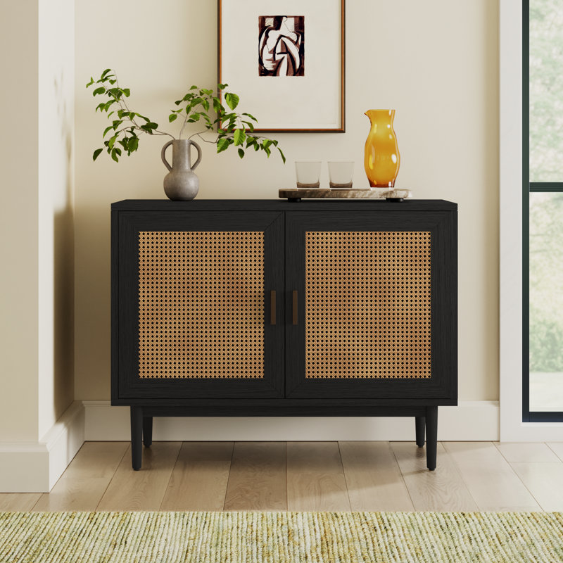 Genie Solid Wood 2 - Door Accent Cabinet, Black