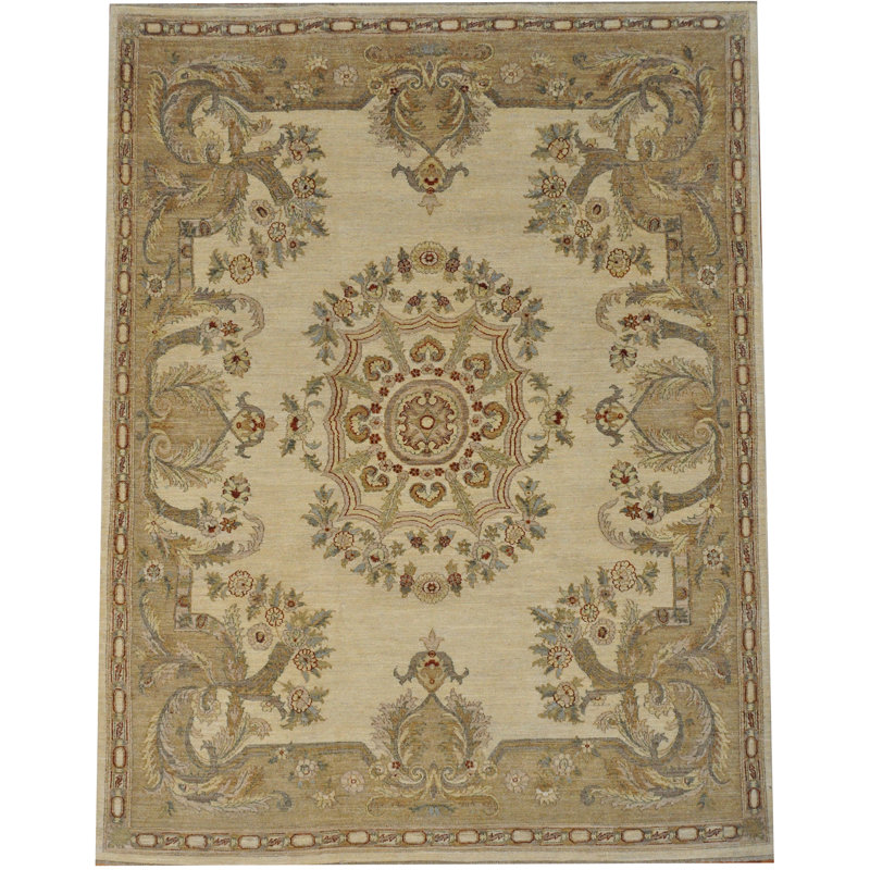 Tapis en laine noué à la main couleur laine Aubusson