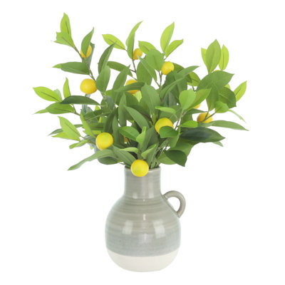 Lemon Leaves Arranged in a Ceramic Vase