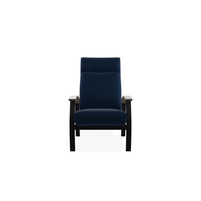 Chaise de patio inclinable avec coussins Askar, Toile Sunbrella bleu saphir, Bois de plage P40, Noir texturé