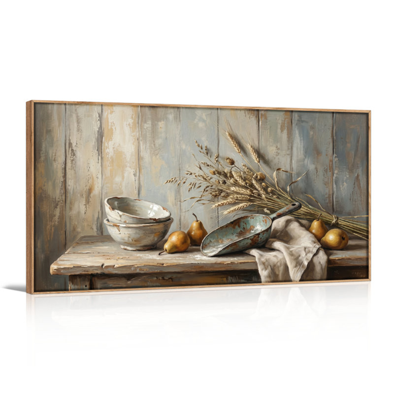 Ensemble de 1 tableau sur toile rustique, 58“W x 28”H, Natural