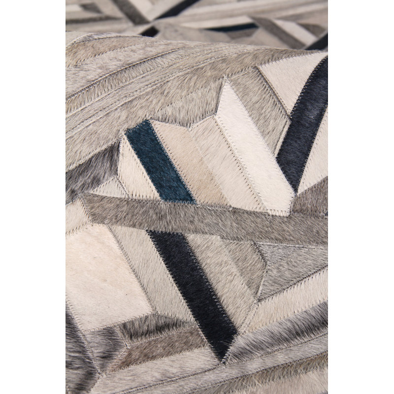 Natural Hide Cowhide Geometric Area Rug, Rectangle 13' x 14'