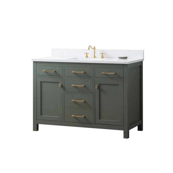 Breakwater Bay Saur 42'' Free Standing Single Bathroom Vanity with  Engineered Stone Top & Reviews