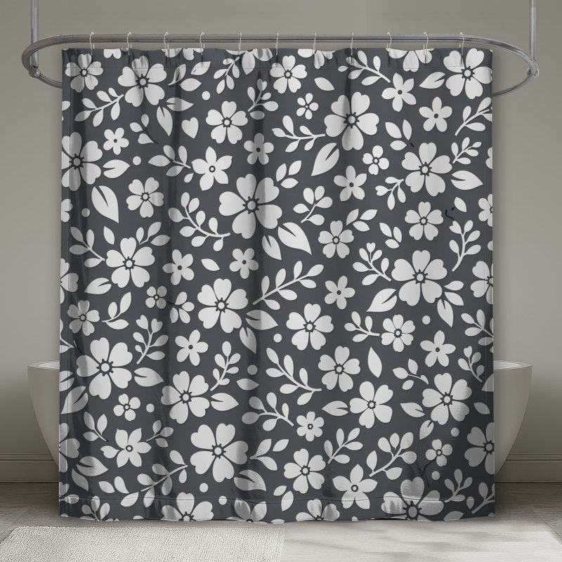Rideaux de douche blancs à motif floral, 70in W x 72in H