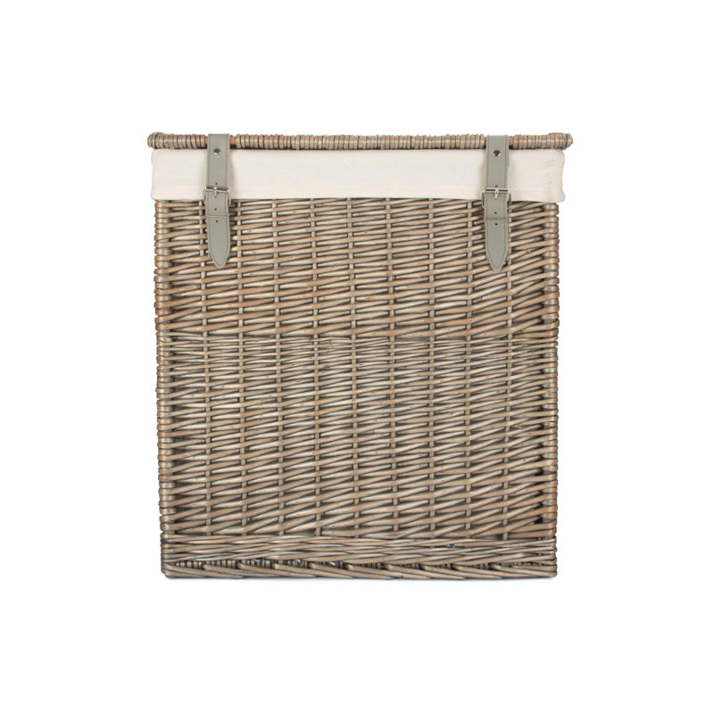 Wicker Laundry Hamper Basket with Lining, 50cm H x 37cm W x 46cm D, Antique Wash