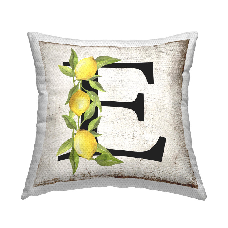 Coussin d'extérieur imprimé Stupell Industries E avec lettre L par Creatif Belle