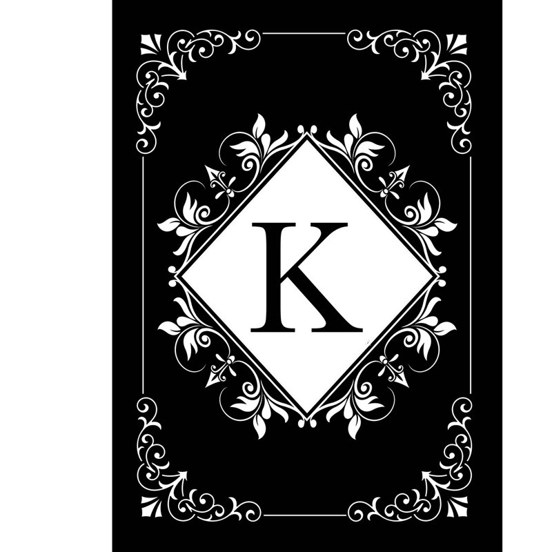 Black And White Monogram K Garden Flag