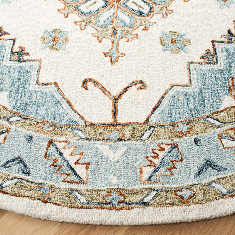 Tapis ivoire / rouille en laine touffeté à la main Donney Southwestern, Rectangle 6 pi x 9 pi