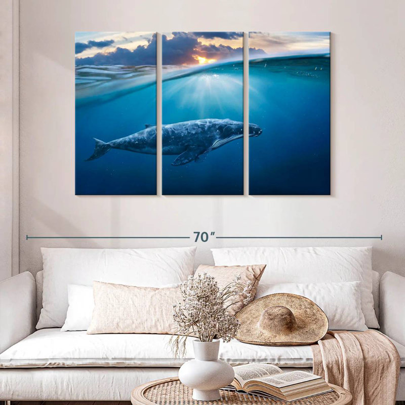 Brampt Blue Ocean Whale, 32" H x 50" W