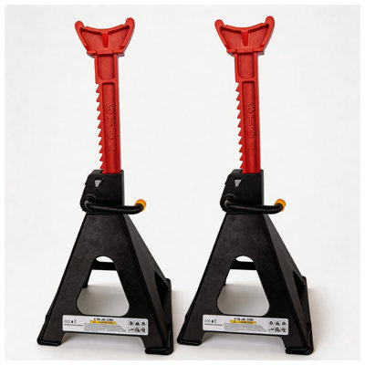 Paire de supports à cric en acier robuste de 6 tonnes, support réglable de grande capacité pour camions et VUS, rouge / noir