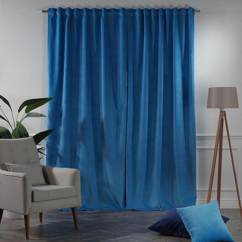 Panneau simple décoratif extra large en velours mat sur mesure, 42 BLEU HONOLULU, L 52 po x L 132 po