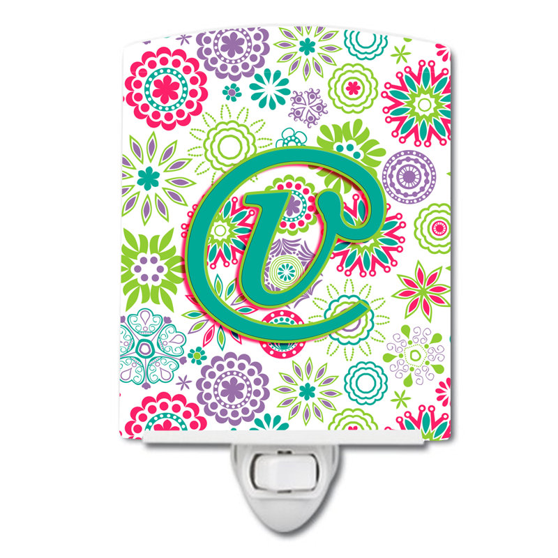 Éclairage de nuit en céramique fleurs initial, V