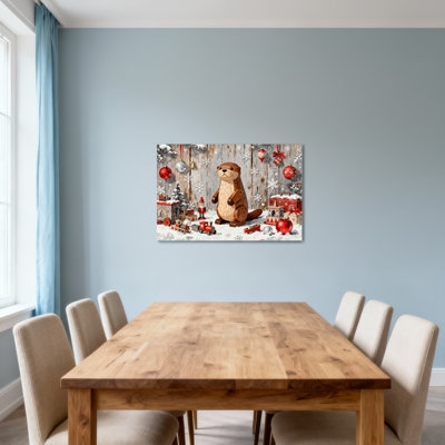 Christmas Christmas Otter Woodland Holiday Scene