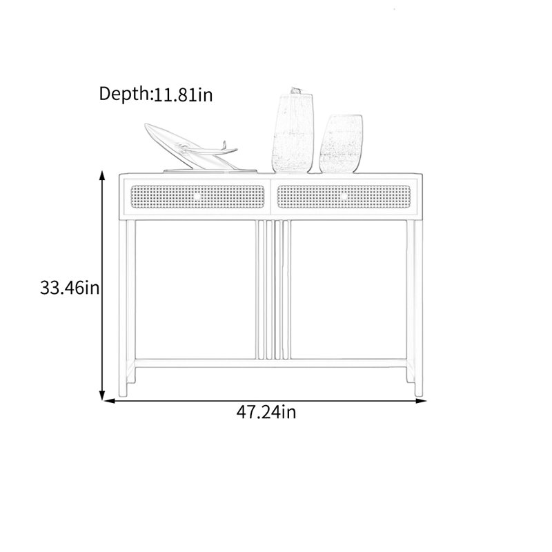 Console Modern, Noir, 33.46" H x 47.24" W x 11.81" D, Doré