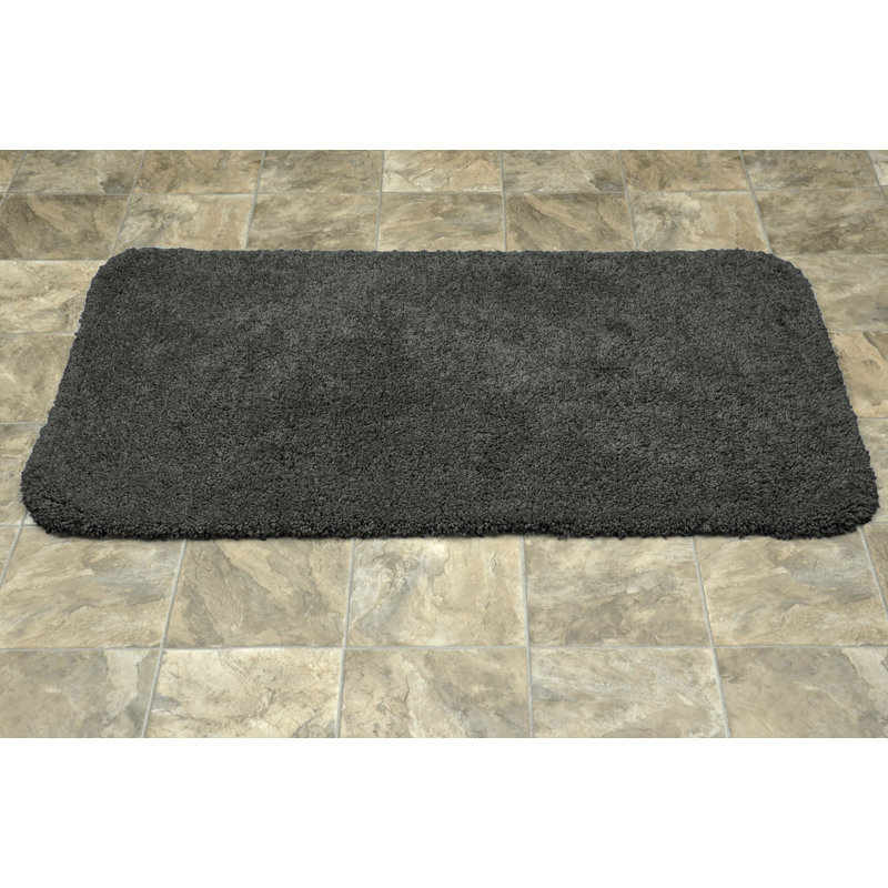 Treye Nylon Bath Rug with Non-Slip Backing, Dark Gray, Rectangle 30" x 50"