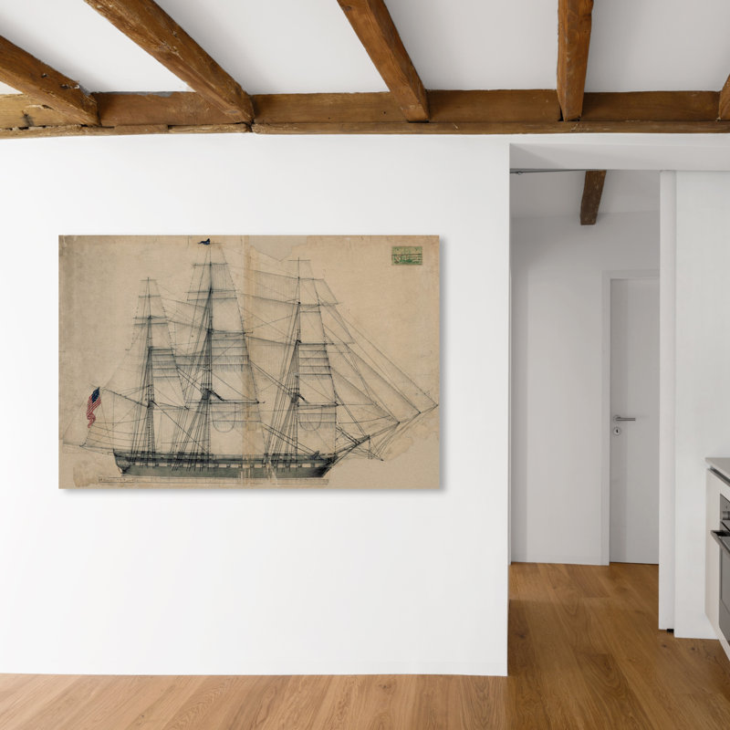 Reproduction d'art graphique sur toile Almeda USS Constitution Sail Plan 1817, H 30 po x l 45 po, Toile tendue