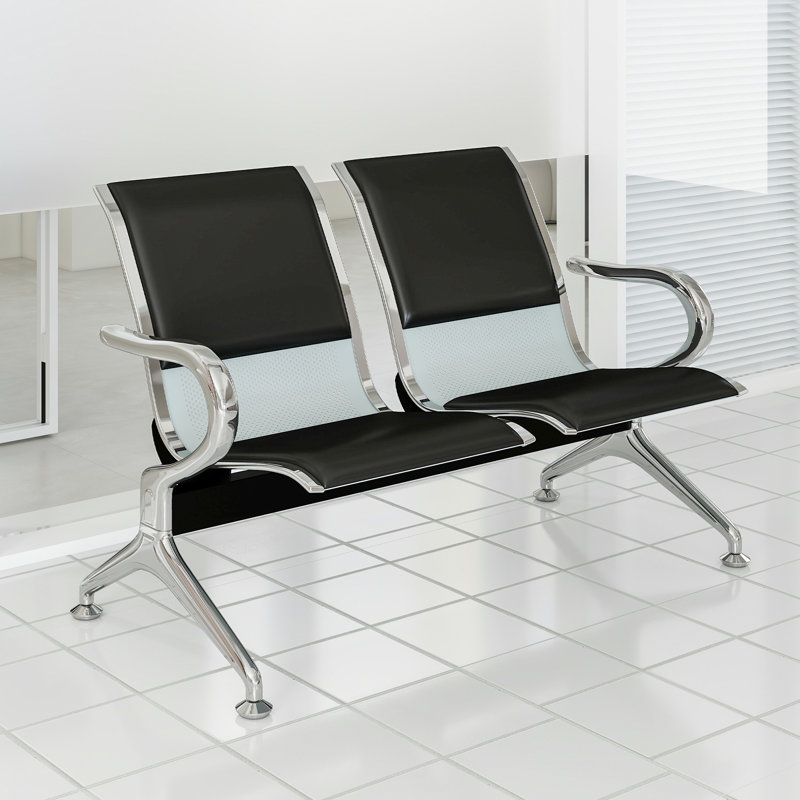 Waiting Room Reception Chairs with Arms 2-Seat Office Guest Chairs & Reception Chairs Bench PU Leather for Airport Office Bank Hospital Seat