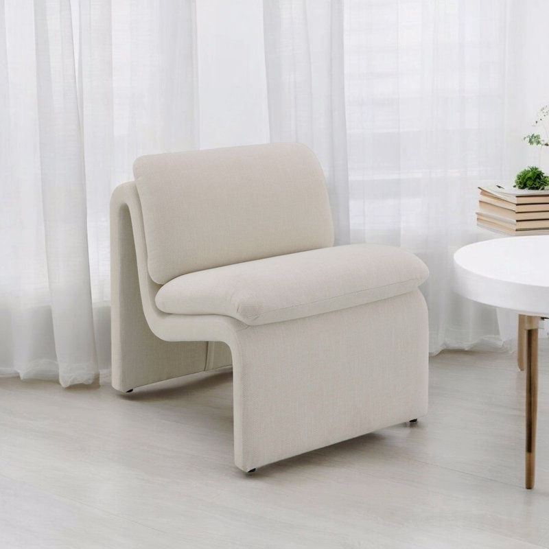 Chaise d'appoint en forme courbée, Beige
