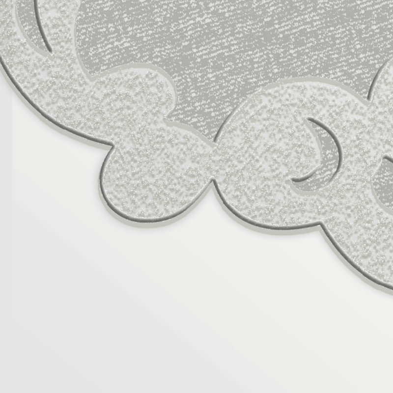 Tapis oriental gris en polyester tissé à la machine Novelty Eisnerc, Nouveauté 5 pi 11 po x 9 pi 2 po