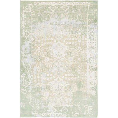 Vingel Authentic Hand-Knotted Oriental Rug – Green/Beige