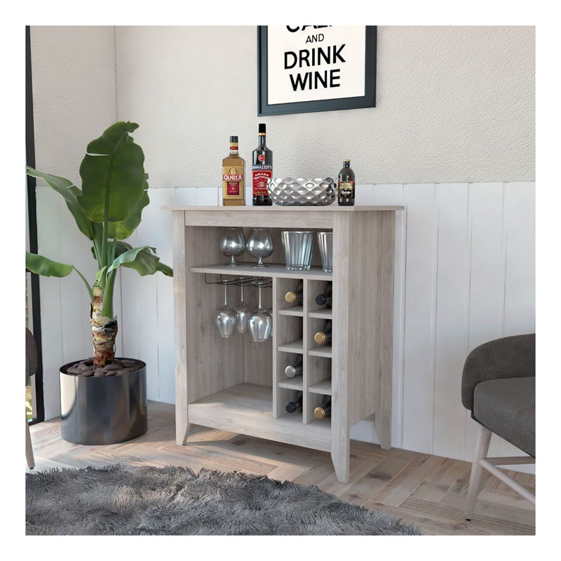 Armoire bar 6 tiroirs avec tablette ouverte New Canaan