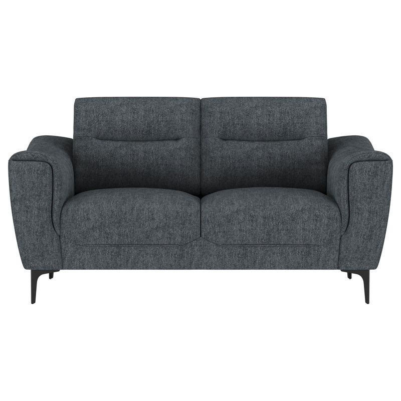 Okeshi Upholstered Sloped Track Arm Loveseat Charcoal