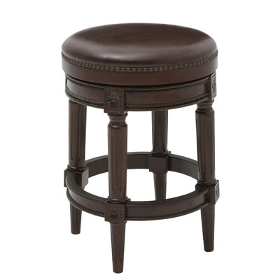Tabouret de bar pivotant sans dossier en bois à hauteur réglable avec garniture élégante et fabrication durable, pour îlots de cuisine et bars résidentiels (seulement tabouret)