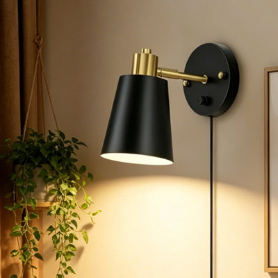 Dimmable Wall Sconces with Plug in Cord and Dimmer On/Off Knob Switch (Set of 2)