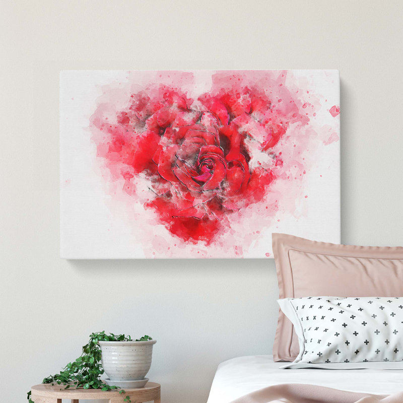 Rose Heart - Wrapped Canvas, 40cm H x 60cm W x 3cm D