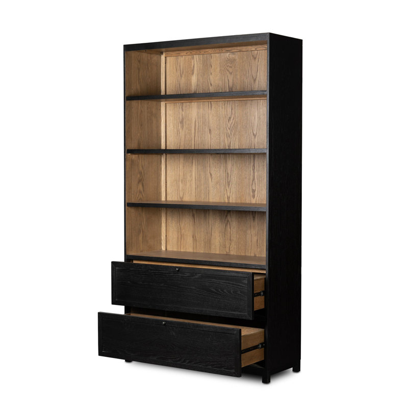 Millie Bookcase-Drifted Matte Black Veneer, Drifted Matte Black