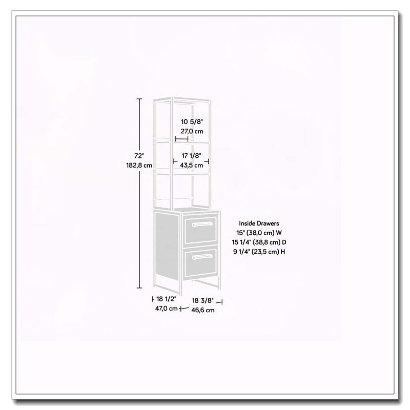 Narrow Bookcase, Brown Finish