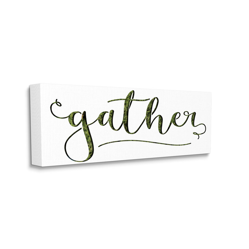 «Gather Sentiment Green Grass», art textuel sur plaque par Daphne Polselli, H 10 po x l 24 po, Plaque de bois