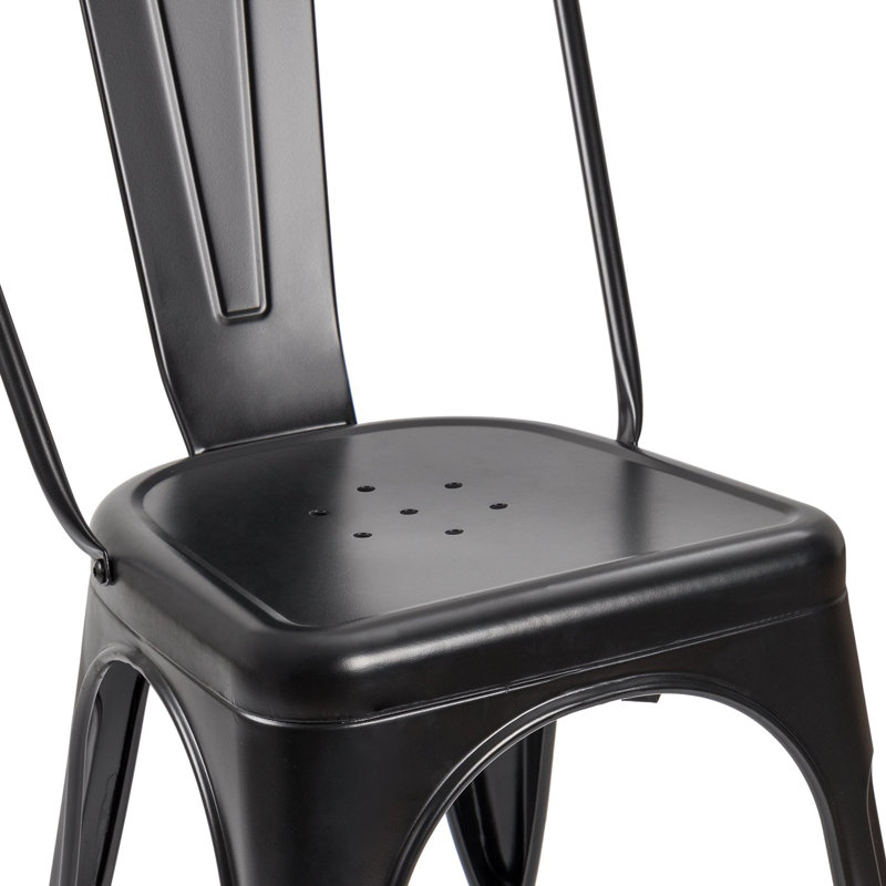 Lilian 18.1'' H Metal Stacking Side Chair, Black