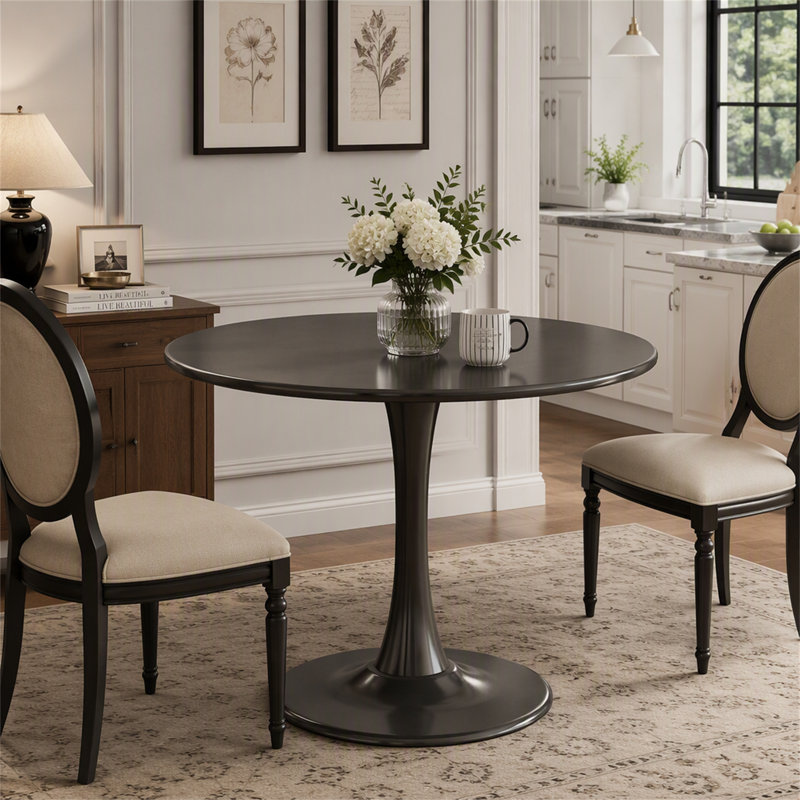 Modern Round Dining Table with Metal Base