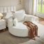 Fauteuil d'appoint pivotant à 360 ° en chenille beige, assise confortable pour les espaces de vie modernes et les chambres à coucher-1522026414
