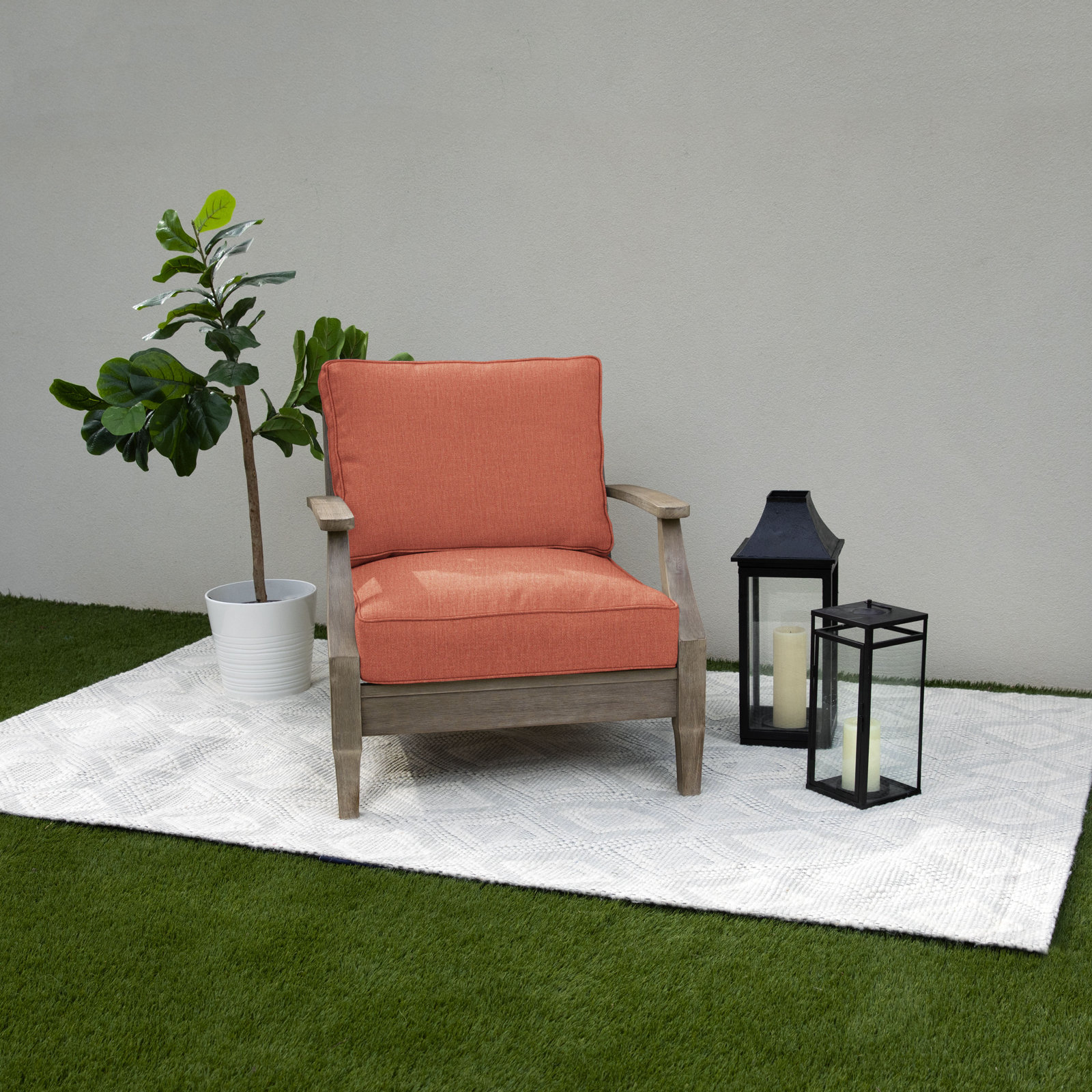 Davana 30" Sunbrella® Seat and Back Cushion, Canvas Persimmon Sunbrella® Canvas, 22.5" W x 22.5" D