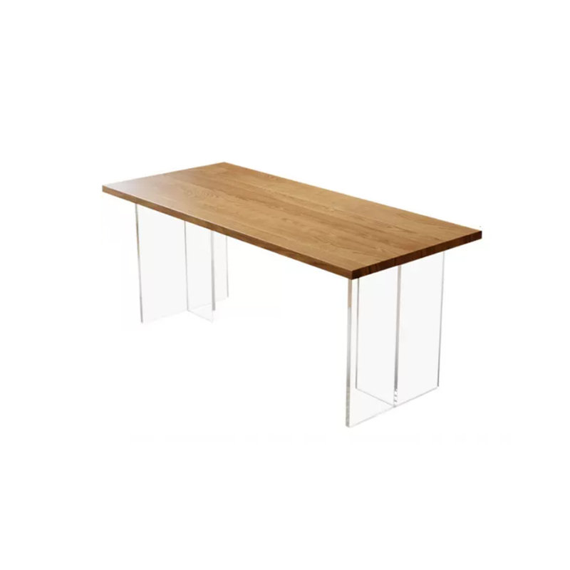 Ash Solid Wood Top Dining Table, 27.55" W x 55.11" L