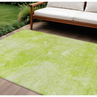 HomeRoots 10' X 14' Artichoke Green And Lime Green Nautical Washable Indoor Outdoor Area Rug