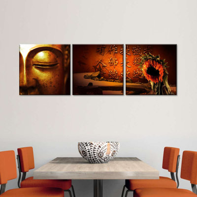 Bouddha idéologie sur toile, ensemble de 3 pièces