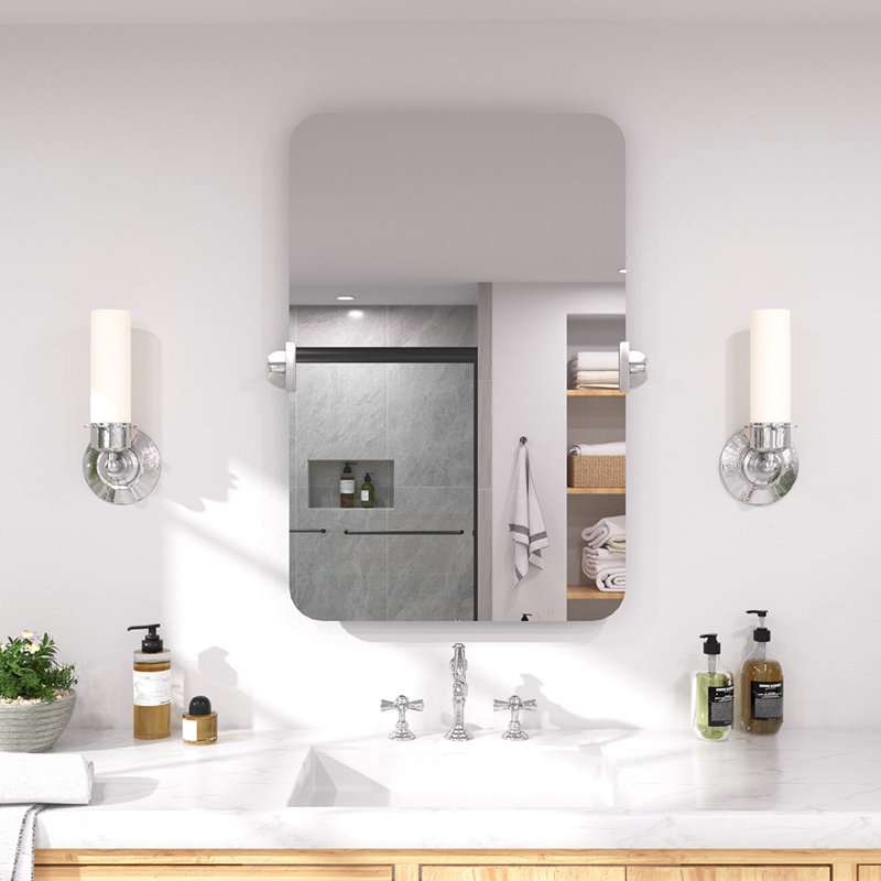 Twirl 20 in. W x 30 in. H Rectangular Frameless Tilt Wall Bathroom Vanity Mirror in Silver, Silver, 30" x 20"