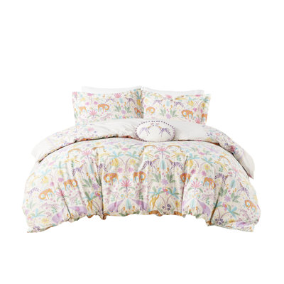 Colorful Twin Duvet Cover With Reversible Design And Wild Jungle Prints Bedding Cotton Cheerful Floral & Designs