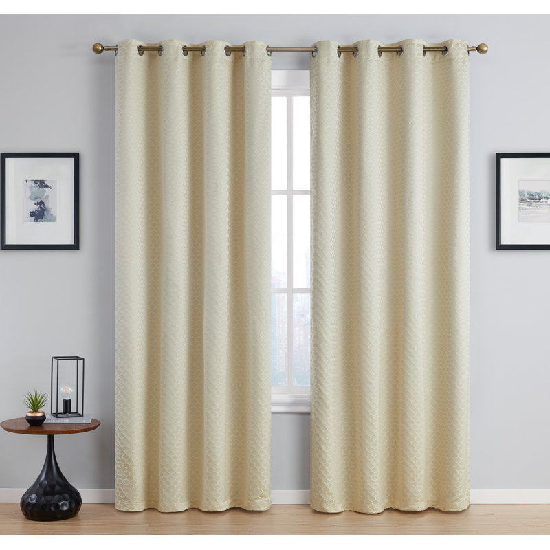 Alacam Blackout Curtain Pair, 50" W x 63" L, Beige