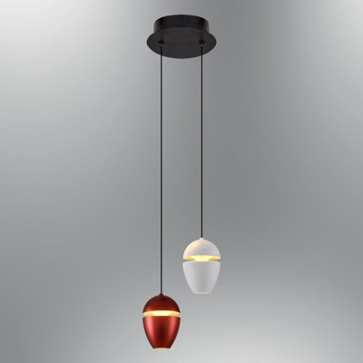 Lustre élégant Cassen avec capuchon en verre opale, 15 cm de diamètre x 47,2 pouces de hauteur | Corps en métal, douille DEL 21 W, 3 000 K, 2 100 lumens | Élégant design blanc et brun, assemblé | Parfait pour la salle à manger et les espaces de vie