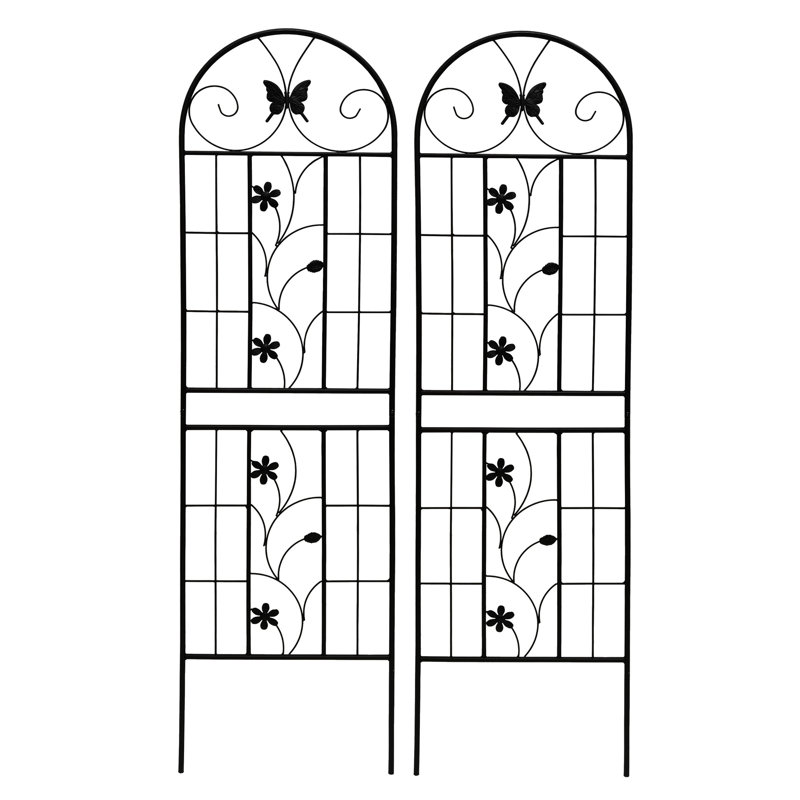 Treillis de jardin en métal 71 po x 19,7 po, paquet de 2, rouille - pour l'extérieur et concombre, noir, facile à assembler, solide antirouille 71 po x 19,7 po, 2, lierre, construction, stable