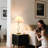 22" Dimmable Modern Bedside Lamp With Trendy Swirled Metal Base And Elegant Linen Shade