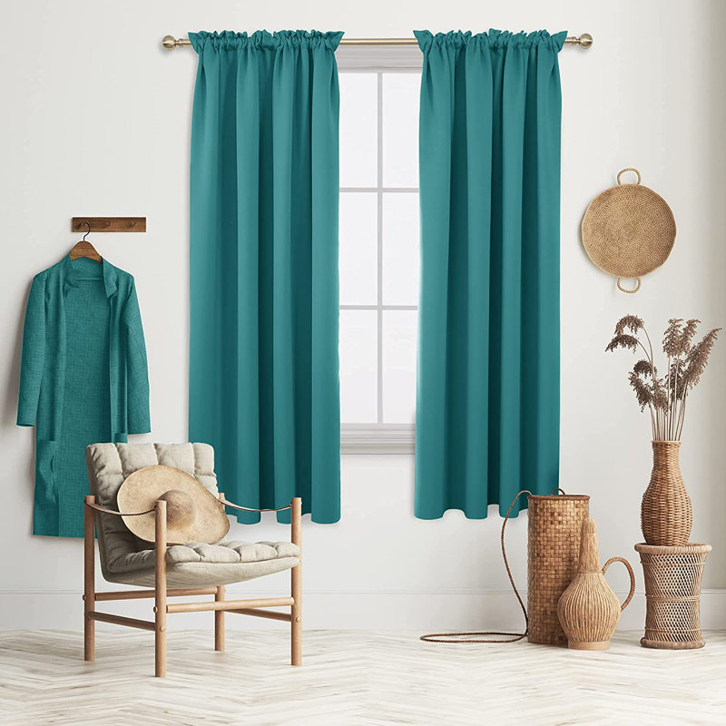 Peniste Room Darkening Curtain Pair, 52" W x 108" L, Turquoise