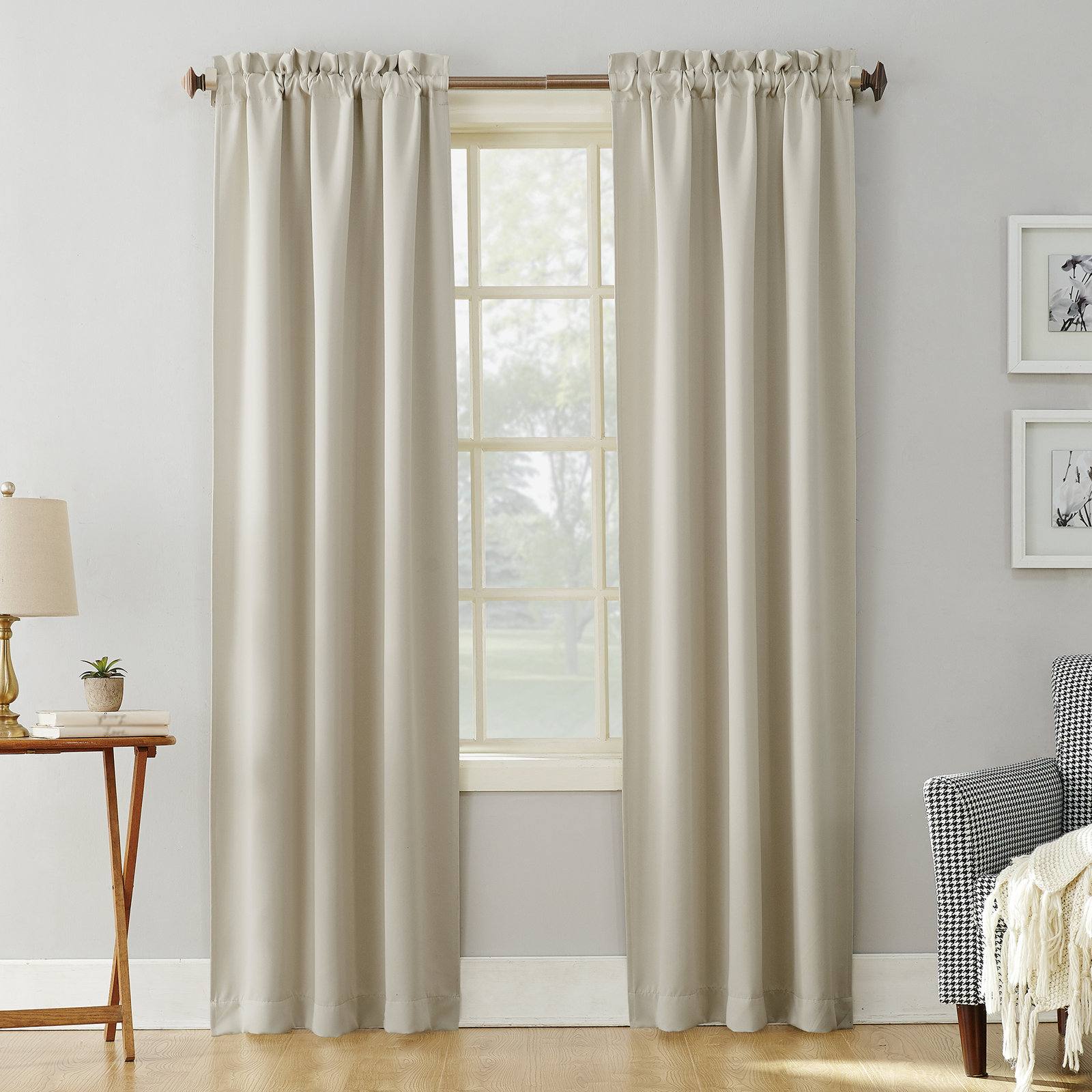  Thermal Blackout Rod Pocket Curtain Panel, Pearl, 40" W x 63" L