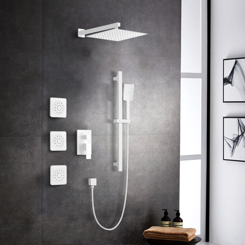 Complete Shower System With Rough In-valve, White