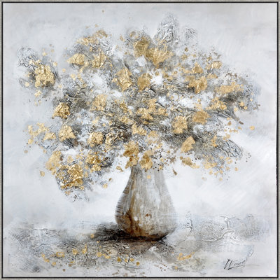 Vase - Peinture sur toile avec cadre flottant
